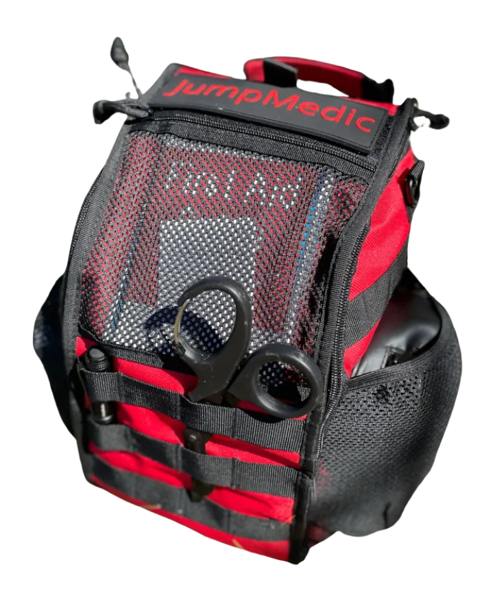 JumpMedic Pro Series kit, closed, showing MOLLE webbing